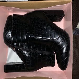 Black Faux Snakeskin Boots